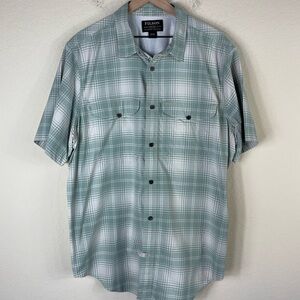 Filson Vented Mens Plaid Button Down Short Sleeve Shirt Light Green Size XL